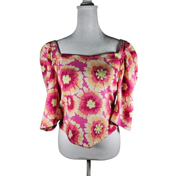 Free‎ People Give Me More Crop Top Floral Criss-Cross Printed Boho XL NWT - Picture 1 of 9